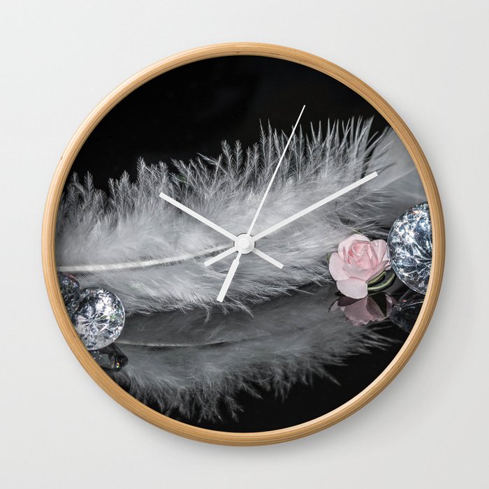 "Reflections" - Diamonds, Feathers & Flowers Wall Clock