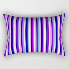 [ Thumbnail: Colorful Blue, Dark Violet, Cornflower Blue, Beige, and Plum Colored Lined Pattern Rectangular Pillow ]