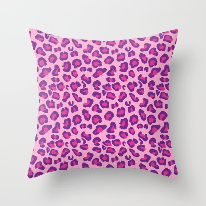 Leopard-Pink+Purple Throw Pillow