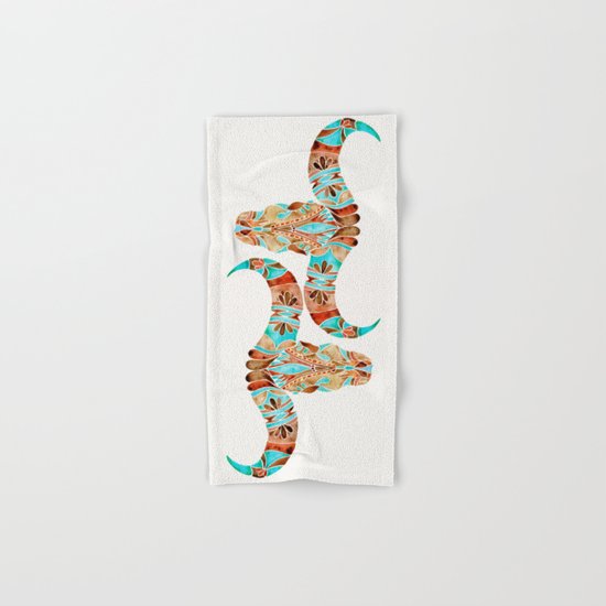 Water Buffalo Skull – Blue & Brown Hand & Bath Towel
