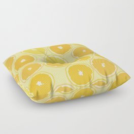 Oranges - Orange Summer Vibe Pattern on Yellow Floor Pillow