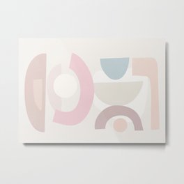 Soft Geometry 03 Metal Print | Pink, Green, Geometry, Gray, Art, Shapes, Red, Home Decor, Modern, Wall 