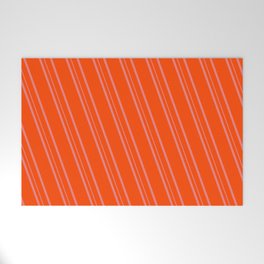 [ Thumbnail: Red & Light Coral Colored Lines/Stripes Pattern Welcome Mat ]