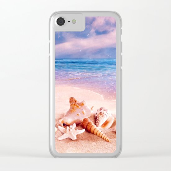 On the beach Clear iPhone Case