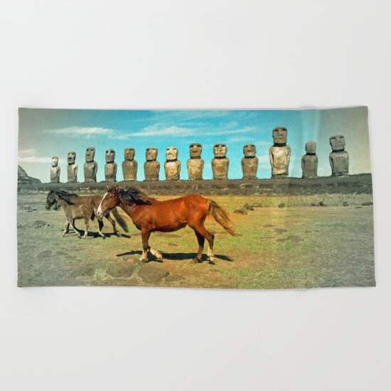 EASTER ISLAND SCENE Beach Towel