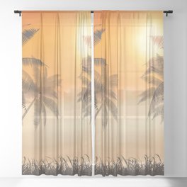 Palm trees Sheer Curtain