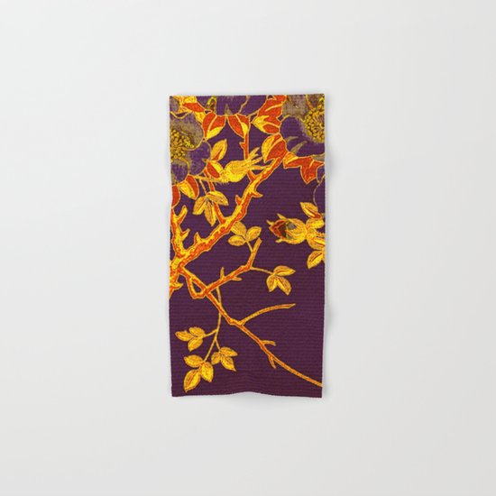 rich floral on purple Hand & Bath Towel