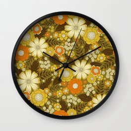 1970s Retro/Vintage Floral Pattern Wall Clock