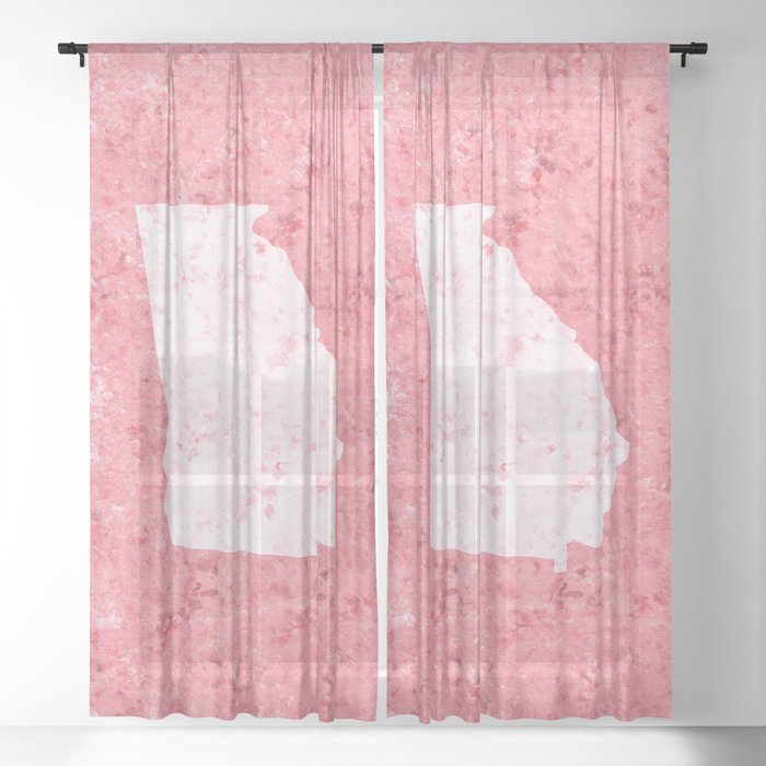 State of Georgia | Light Pink Shape on Dark Pink Background Sheer Curtain