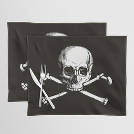 Skull and Crossbones | Jolly Roger | Pirate Flag | Black and White | Placemat