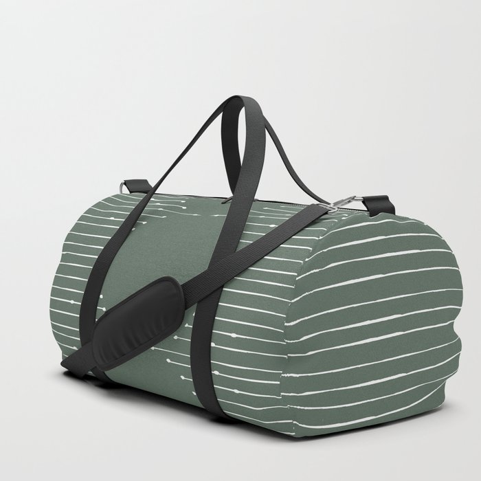 Geometric Lines / Sage Green Duffle Bag