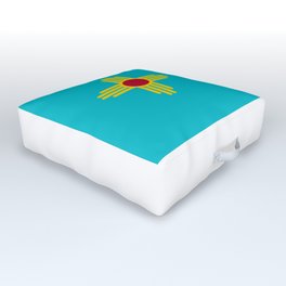 New Mexico Flag Turquoise  Outdoor Floor Cushion