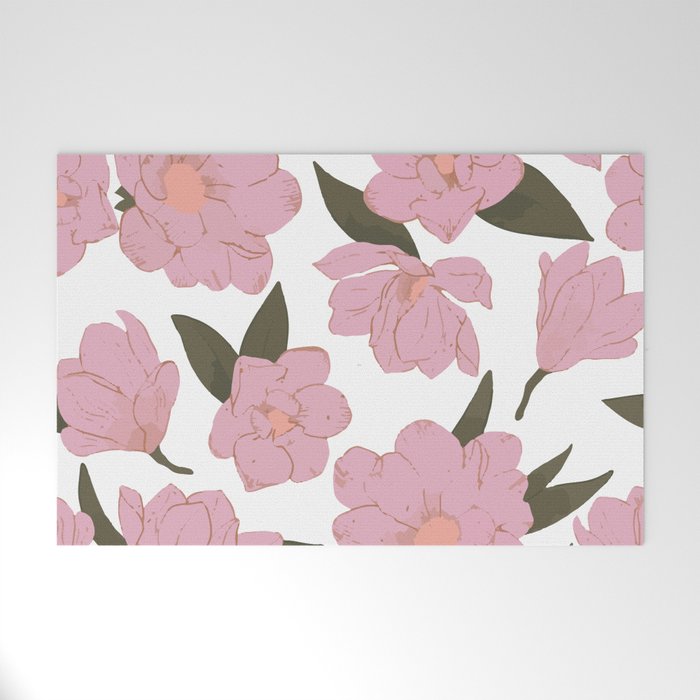 Cold pink magnolias pattern Welcome Mat