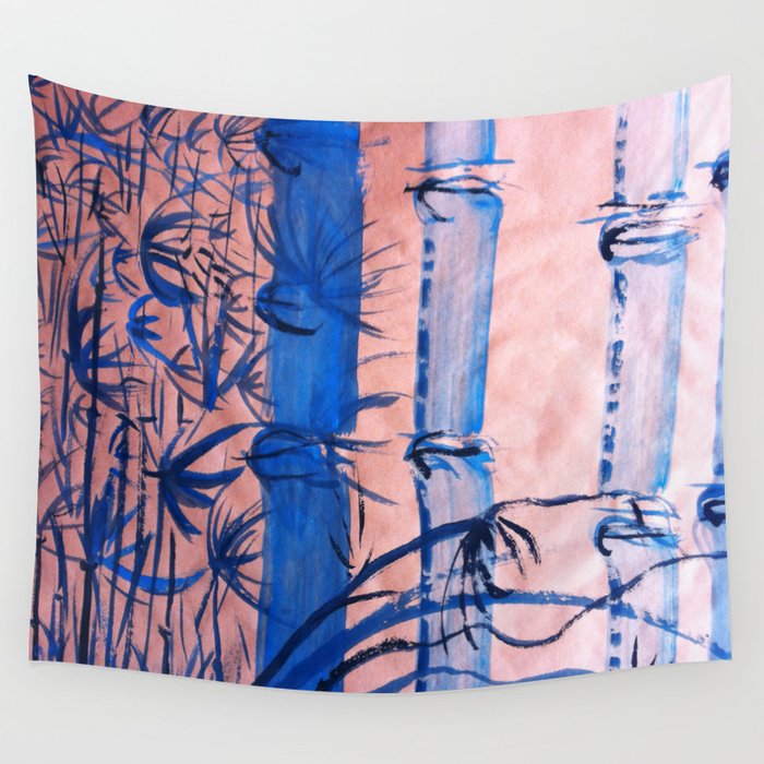BLUE BAMBOO Wall Tapestry