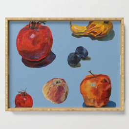 Mixed oil painted veggies on transparent background Serving Tray