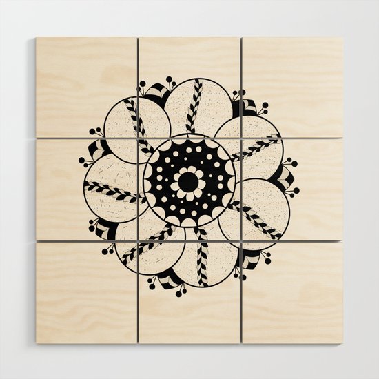 Doodle Flower In Black And White Colors Wood Wall Art By Annmiko Society6,Realistic Lotus Line Drawing