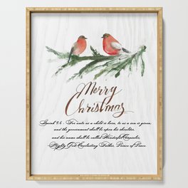 Vintage Merry Christmas Isaiah 9:16-Christmas Holiday Cards, Wall Art and Home Decor Serving Tray
