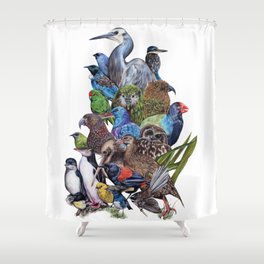 Perchin - NZ Birds Shower Curtain