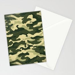 Green Wavy Grunge Pattern Stationery Card