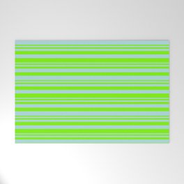 [ Thumbnail: Green and Powder Blue Colored Lines Pattern Welcome Mat ]