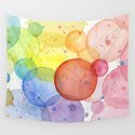 Watercolor Abstract Rainbow Circles and Splatters Wandbehang
