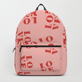 LOVE pattern Backpack | Quote, Minimalist, Minimal, Curated, Graphicdesign, Type, Pattern, Typography, Digital, Red 