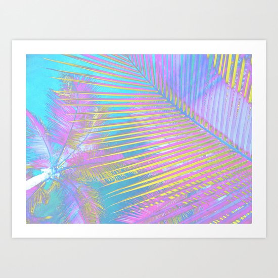 Pastel Palm tree leaves Art Print