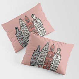 Four Buildings - Orange Pillow Sham