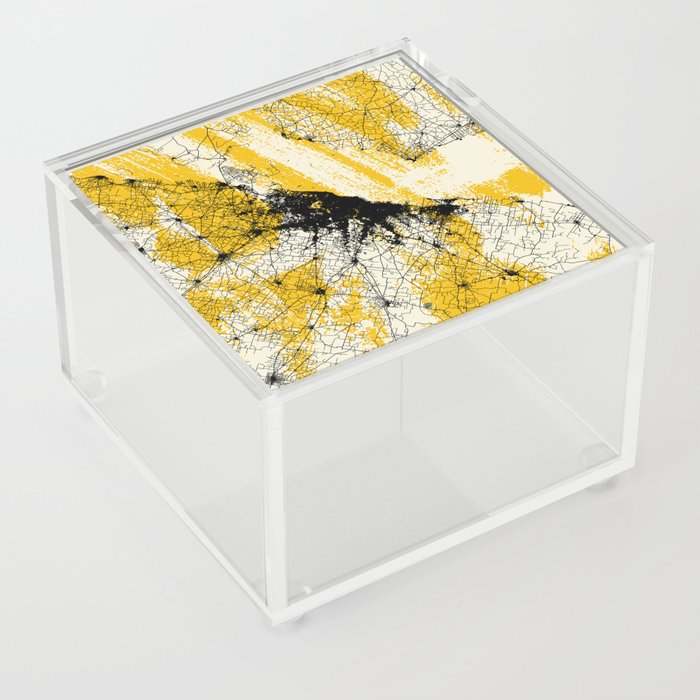 Buenos Aires, Argentina Map Collage, Yellow Acrylic Box