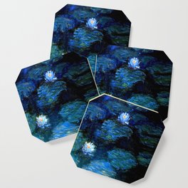 monet water lilies 1899 blue Teal Coaster