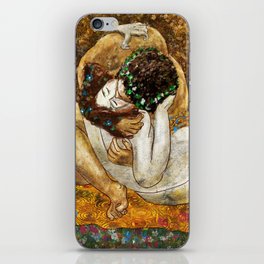 The kiss, part II, Gustav Klimt lovers portrait iPhone Skin
