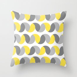 Yellow Gray ribbons play geometric horizontal waves Op-art Throw Pillow