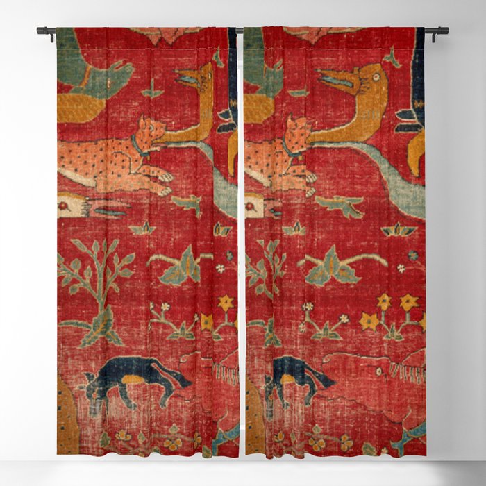 Animal Grotesques Mughal Carpet Fragment Digital Painting Blackout Curtain