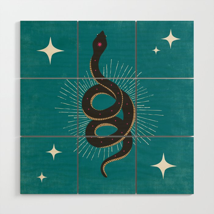 Slither - Teal  Wood Wall Art