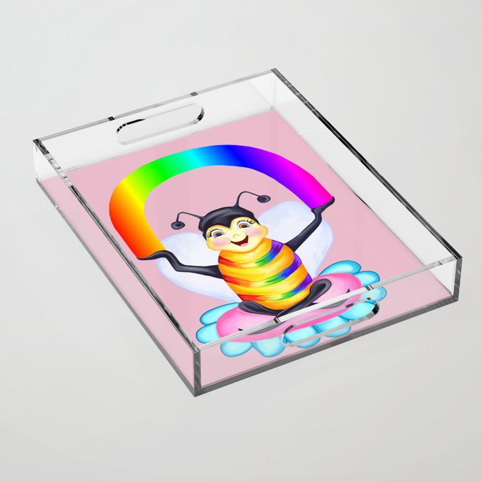 Rainbow Spectrum Bee  Acrylic Tray