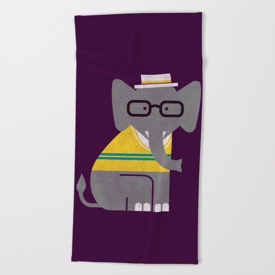 Rodney the preppy elephant Beach Towel
