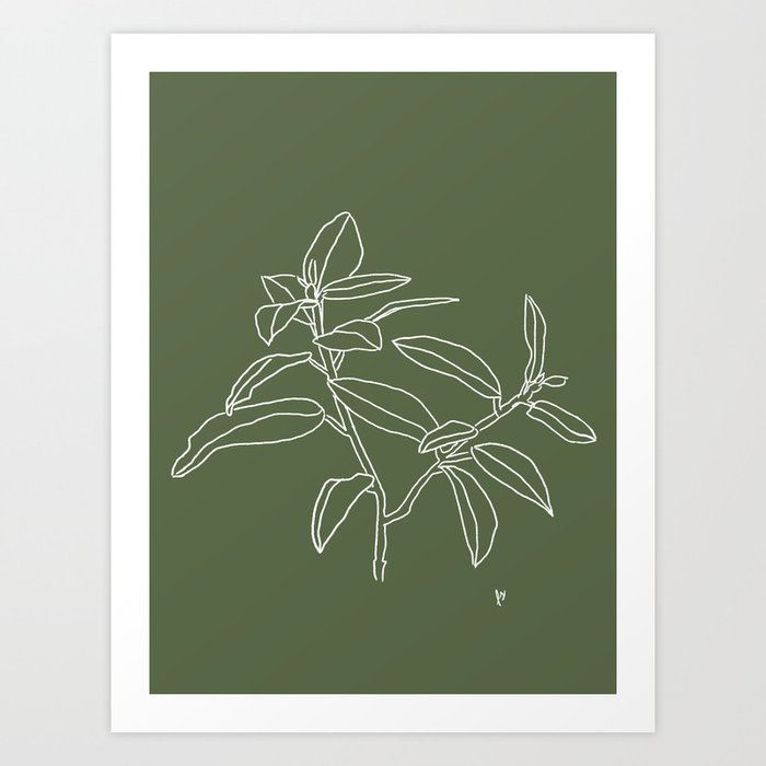 Branch (White and Green)  Art Print