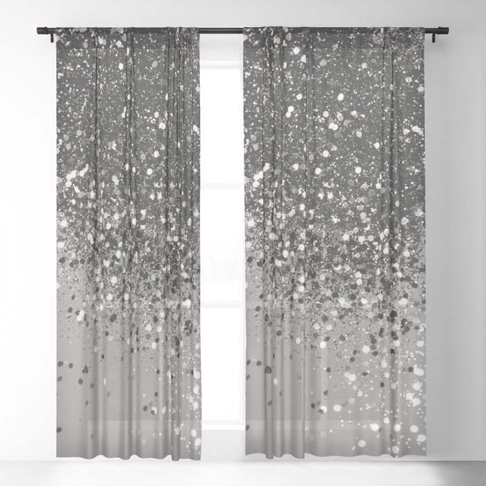 Silver Gray Glitter 1 Shiny Decor Art Society6 Sheer