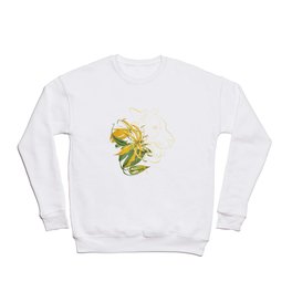 Yellow Lily Line Art Tiger Head Crewneck Sweatshirt