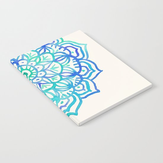 Watercolor Medallion in Ocean Colors Notebook