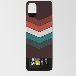V - Red and Blue Minimalistic Colorful Retro Stripe Art Pattern on Dark Brown Android Card Case
