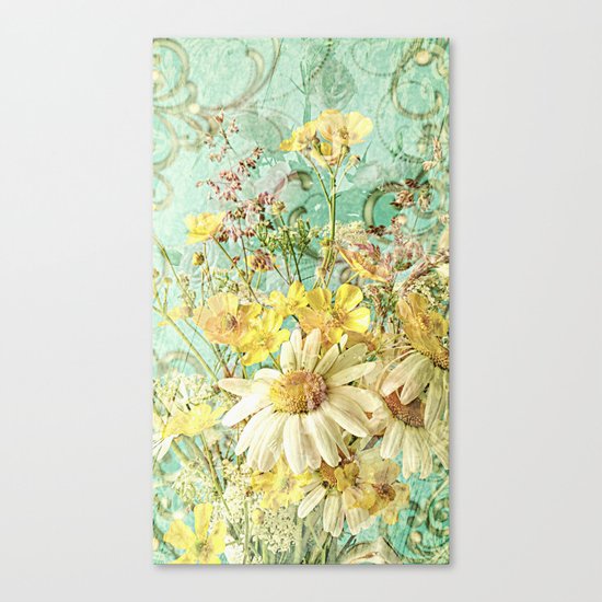 Boho Daisies and Buttercups Canvas Print