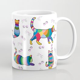 Colorful Rainbow Cross Stitch Cats Mug