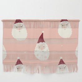 Santa Claus on Pink Background Christmas Pattern Wall Hanging