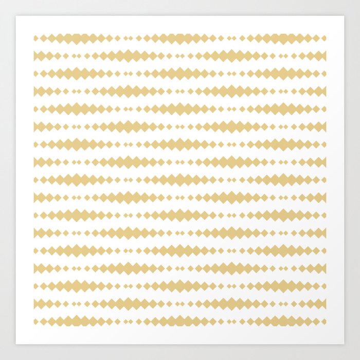 Beige Geometric Horizontal Striped Pattern Art Print