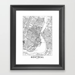 Montreal White Map Framed Art Print