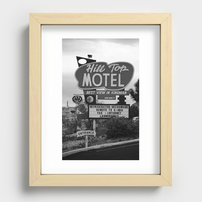 Route 66 - Hill Top Motel 2007 BW Recessed Framed Print