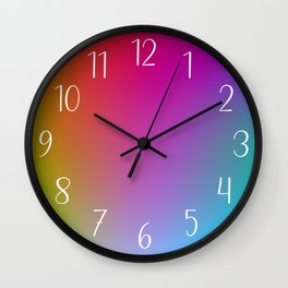 Magenta Violet Iridescent Rainbow Gradient Numbered Wall Clock