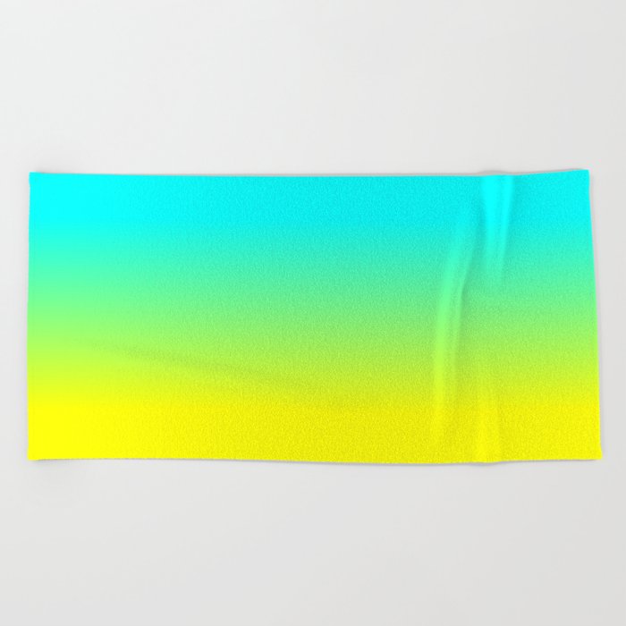 Neon Aqua and Neon Yellow Ombré  Shade Color Fade Beach Towel