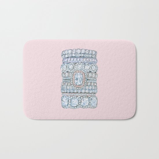 Diemond Rings on Light Pink Bath Mat
